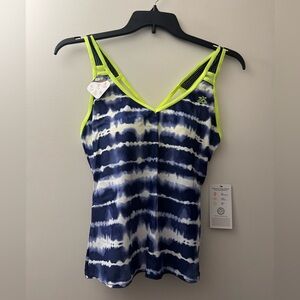 ZeroXposur Tie-Dye Tankini Top with Neon Trim